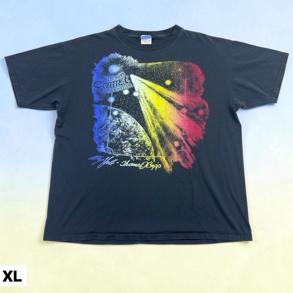 Vintage T‎ Shirt Comet Hale-Bopp Mens XL Black 90s Single Stitch Made USA Space